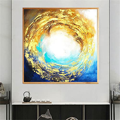Ölbilder Auf Leinwand Handgemalt,100% Handgemaltes Acrylgemälde, Extra Großes Kunstwerk, Abstrakte Goldene Kreise, Kunsttextur, Ölgemälde, Wandkunst, Rahmenloses, Cooles Bild Für Wohnzimmer, He