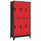 Keketa Schließfachschrank mit 6 Fächern Metallschrank Spind Umkleideschrank Lagerschrank Metallspind Mehrzweckschrank für Büro Wohnzimmer Anthrazit und Rot 90x45x180 cm Stahl