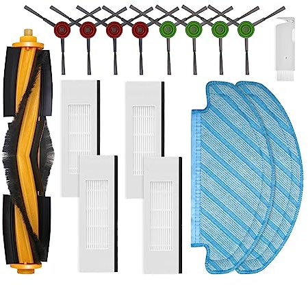 Liveryde Pièces de rechange compatibles avec Yeedi Vac Max, Vac Station/compatible pour Ecovacs N8, N10 Plus accessoires, 1 brosse principale, 8 brosses latérales, 4 filtres hepa, 2 chiffons