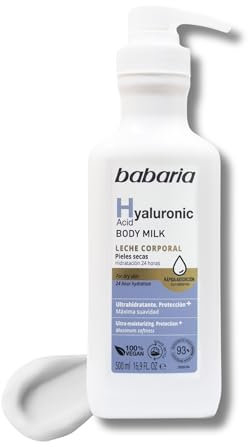 Babaria - Body Milk Con Acido Hialuronico | Crema Hidratante Corporal 500ml | Crema Con Acido Hialuronico | Crema Hidratante Hombre Y Mujer | Crema Cuerpo