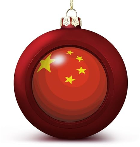 Rote China-Weihnachtskugel-Ornamente, China-Flaggen-Ball-Ornament, Nationalflagge, Weihnachtsschmuck für Weihnachtsbaum, Neujahr, saisonale Feiertagsdekoration, Weihnachtsgeschenke für Freunde