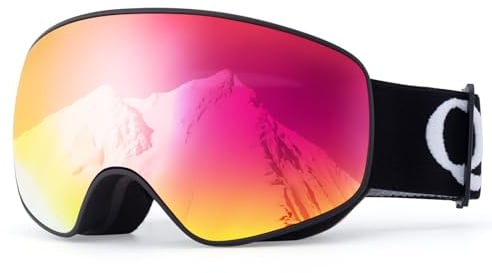 Qunature Skibrille Snowboardbrille Mädchen/Jungen UV-Schutz Ski Brille Anti-fog Helmkompatible Sphärische Verspiegelte Schneebrille für Jugendliche Skifahren, Snowboarden Schwarz