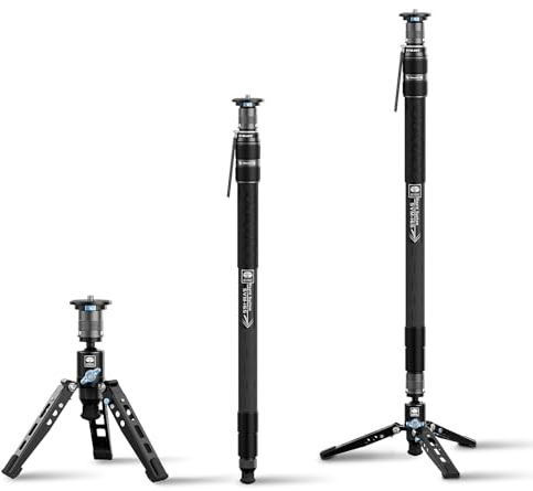 SIRUI Monopiede per Fotocamera SVM-165, Monopiede Fotografico da 165cm in Carbonio con Piedini, Regolazione Rapida Dell'Altezza in un Passaggio, Monopiede da Viaggio per DSLR, Carico Massimo 10kg