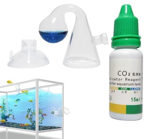 Rurunklee CO2 Drop Checker with 15ml Solution Fish Tank CO2 Monitor Glass Drop Checker Long Term Indicator Monitor Tester