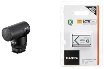 Sony ECM-G1 Shotgun-Mikrofon (Batterie- und kabellos), schwarz & NP-BX1 Li-Ion Akku (Typ X, 3,6V, 1240mAh) für Cyber-Shot
