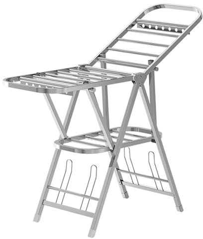 DSFHVBDD Stendino da Balcone Esterno, Stendibiancheria Salvaspazio da Interno, Stendibiancheria Estensibile da Balcone, Stendino da Balcone Esterno Ribaltabile Acciaio Inox, per Interno ed Esterno