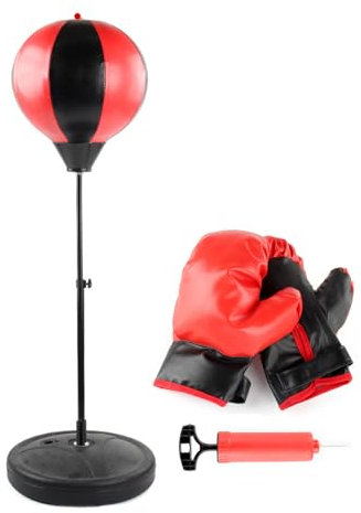 Höhenverstellbares Kinder-Boxsack-Set, freistehender Standfuß, Boxball mit federbelasteter Kinderboxausrüstung, freistehender Standfuß, Boxball mit Federbelastung