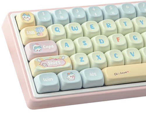 Sunzit PBT Keycaps - ANSI & ISO Layout, 129 Keys, MOA Profile, Dye Sublimation, Cute Design, Keycap Puller, Cherry MX Switches Compatible (104/87/74/61/60)