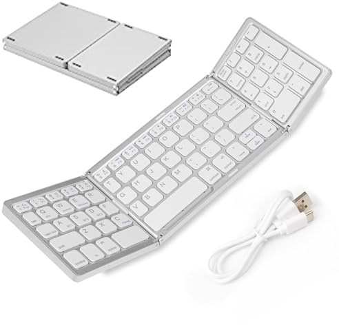 Jingan Tastiera pieghevole wireless,Tastiera wireless ripiegabile | Tastiera wireless pieghevole in tre lingue - Tastiera pieghevole compatta multisistema per smartphone, laptop, tablet