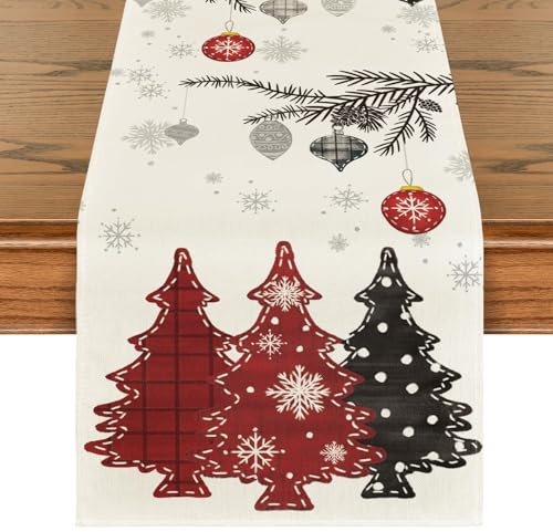 Artoid Mode Rot Bäume Weihnachtsdeko Weihnachten Tischläufer, Winter Christmas Küche Tisch Dekoration Drinnen Urlaub Party Dekor 40x180 cm