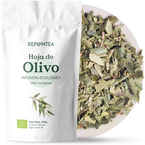 INFUSIÓN DE HOJA DE OLIVO ECOLÓGICA 100G (50 Tazas) | Hojas de Olivo Cortadas para Infusión | Té de Hoja de Olivo a Granel REPLANTEA