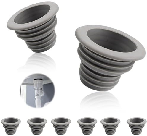 HJIAMA Guarnizione Tubo di Scarico 10 Pezzi, Silicone Anello Tenuta del Tubo Scarico, Design Filettato, Sigillato Antiodore, Impedisce Riflusso, Guarnizione Scarico, per Cucina e Bagno