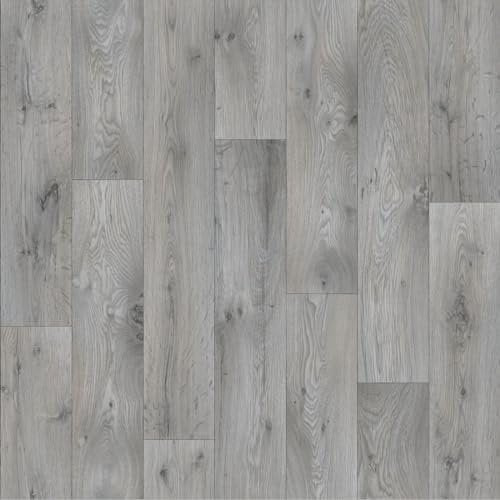 Grey Non Slip Wood Effect Vinyl Flooring For LivingRoom, Kitchen, 2.3mm Thick Vinyl Sheet-3m(9'9) X 4m(13'1)-12m²