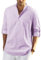 Enlision Mens Light Purple Cotton Linen Shirts Long Sleeve Shirt Button Down Henley Shirts Lightweight Casual Plain Tops for Men XXL