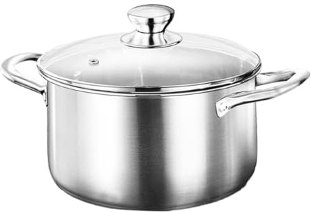 JECOMPRIS Pentola Per Minestra in Acciaio Inossidabile Pentola in Acciaio Inox Pentola Di Stufato Pentola Da Minestra Pentola Per La Pasta Per Fornelli Pentola Con Coperchio Silver Bicchiere