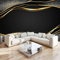 Générique Papier Peint Effet 3D Dessin Au Trait Lignes Dorées Paillettes Noir Photo Peintures Murales Salon Tv Canapé Thème Hôtel De Luxe Couloir Fond Mur Peinture Décor À La Maison 200 x 140 cm