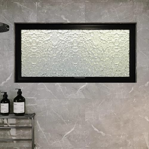 Bubinblau Finestre in Vetro per la Privacy in Lega di Alluminio, Finestre Rettangolari Rotanti a 360°, Finestre di Illuminazione e Finestre di Ventilazione, per Camera da Letto,Nero,30×60cm