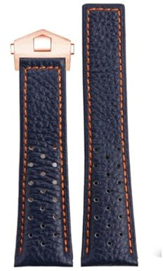 AXTGBHL 22-mm-Armband, passend for TAG Heuer-Armband, passend for Monaco-Serie, quadratisches Armband, Carlisla Racing-Leder, wasserdichtes Uhrenarmband, Herrenblau(A-blue-rose gold)