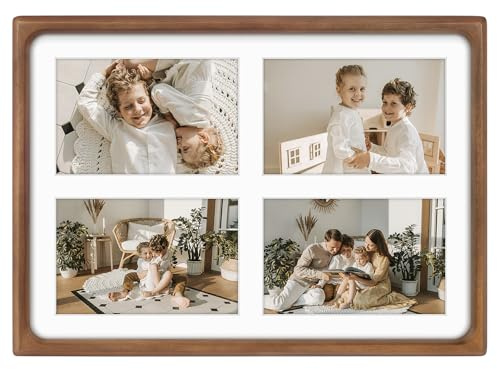 Golden State Art 4x6 Collage Picture Frame,Solid Wood & Real Glass,4 Photos