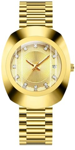 RORIOS Paar Edelstahl Gold Uhr Quarz Damenuhren Herrenuhren Schlichte Diamant Armbanduhr Uhren Leuchtend Analoge Uhr für Damen Herren Gold A