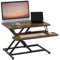 ERGOMAKER Steh-Sitz Schreibtischaufsatz Höhenverstellbar, Stehpult Aufsatz Schreibtisch 64 X 40CM Desktop Erhöhung mit Tastaturablage Rustikales Braun