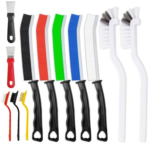 Crevice Cleaning Brush, Thin Hard Bristle Crevice Cleaning Tool Supplies for Tight Place, 12Pcs Small Household Use Cleaning Set for Kitchen, Gout, Gap, Corner, Window Track, Cup, Teapot, Bottle