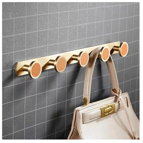 Windmilne Porte-Manteaux muraux décoratifs en Coquillage doré brossé, Crochets pour Serviettes de Bain, Crochets pour Chapeaux, Boutons de Suspension en Laiton (Orange)