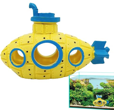 Zestivra Aquarium U Boot Ornamente, Aquarium-Spielzeug - Kleine Aquariumdekorationen - Schiffswrack U Boot Landschaft Unterschlupf Höhle Schildkröte Tank