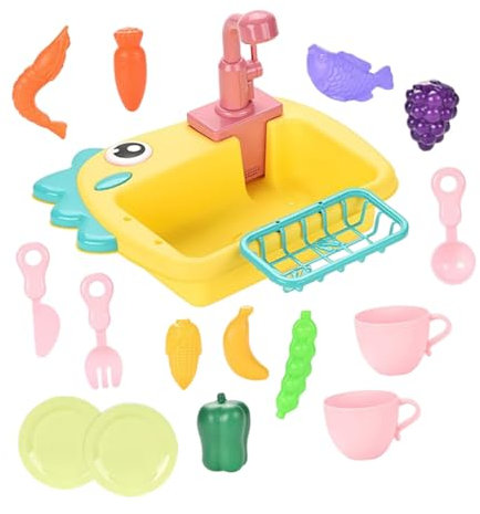 Vaguelly 1 Set Play Sink Electric Dishwasher with Detachable Accessories for Role Play Enhances Fine Motor Skills Safe Materials Engaging Water Circulation System