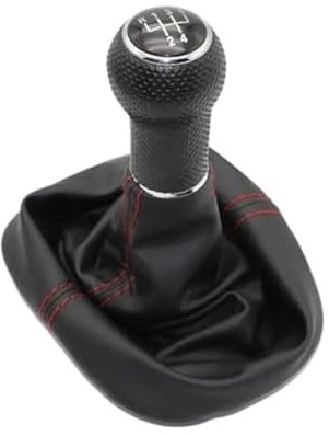 Palanca Cambios del Coche para Seat para Leon 2000 2001 para Toledo 1999 2000 2001 Palanca Cambios 5 velocidades Orificio 23 mm Pomo Cambio Coche Funda Cuero Línea roja