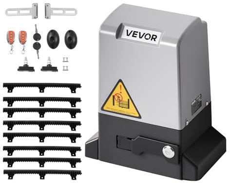 VEVOR Schiebetorantrieb, 550 W Hoftorantrieb für Türen bis zu 25 m und 1500 kg, Rolltormotor mit Nylon-Zahnstange, Infrarotsensor und 2 Fernbedienungen, Öffnungssystem für Einfahrtstore