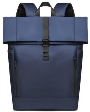 Asyduey Roll-Top Schultertasche Business Freizeittasche Roll-Top Cover Umhängetasche Blau