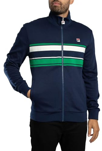 Fila Men's Vinnie Cut & Sew Track Jacket, Navy/Green/Gardenia, L