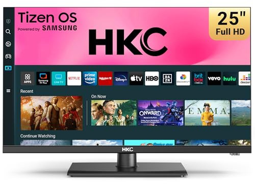 HKC Tizen OS, 63,5 cm (25 Zoll) Full HD/FHD 1080P Smart-TV, zentraler Ständer, Design Fernseher mit Netflix Disney+ Gaming Hub Dolby Audio, hergestellt in Großbritannien
