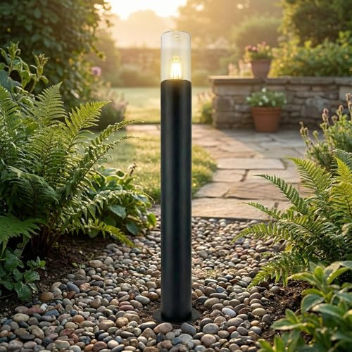 Easylight Pollerleuchte IP44 80 cm hoch E27 Schlicht Aluguss in Schwarz Modern Wegeleuchte Stehleuchte außen Garten