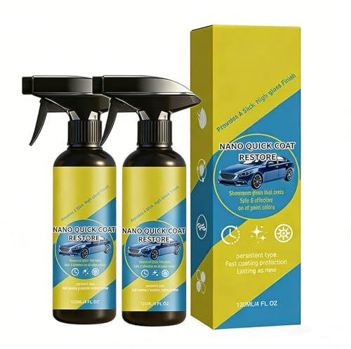 Lot de 2 sprays de peinture de voiture pour une brillance et une protection longue durée - Réparation rapide - Spray de revêtement Nano 3 en 1 pour voiture 2026 - Haute protection - Anti-rayures