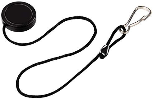 Hama Halter für Objektivdeckel, Karabinerhaken für Befestigung an Kameraöse, Länge 10 cm, Schwarz
