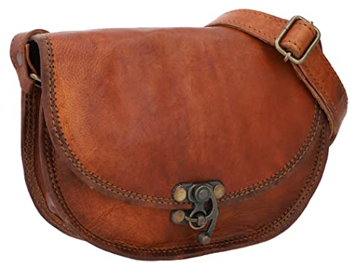 Gusti Handtasche Leder - Rosa Umhängetasche Damen Vintage Braun Leder