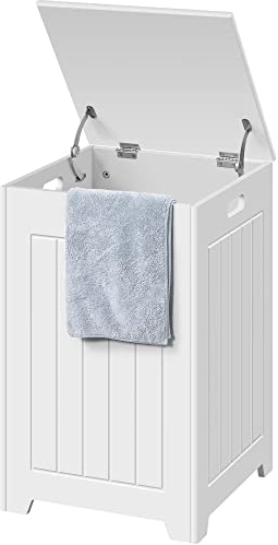 Yaheetech White Bathroom Laundry Basket Large Bin Wooden Storage Home Organizer Hamper with Lid