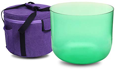 ENERGYSOUND Grün Farbige Klare F Herz Chakra Quarz Kristall Singschale 6 Zoll (15cm) mit Tasche