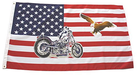 Wagner Automaten Flagge Fahne USA mit Bike Chopper Adler 90 x 150 cm