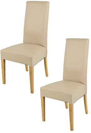t m c s Tommychairs - 2er Set Moderne Stühle Luisa für Küche und Esszimmer, robuste Struktur aus lackiertem Buchenholz Farbe Eiche, Gepolstert und mit Kunstleder in der Farbe Leinen bezogen