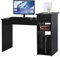 Yaheetech Schreibtisch Computertisch 112 x 82 x 50 cm, Arbeitstisch aus Holz, Bürotisch mit Schublade und 2 Ablagen, PC Tisch in Schwarz