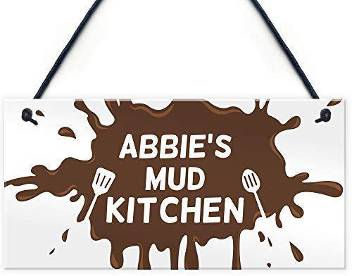 RED OCEAN Personalised Mud Kitchen Sign Baby Gift Novelty Playhouse Signs For Daughter Son