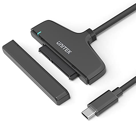 UNITEK Konverter USB C 3.1 zu SATA-Schnittstelle 6G, für HDD und SSD Festplatten mit belibiger Kapazität, super schnell 6GBpS, UASP Funktion, matt, schwarz, Y-1096A