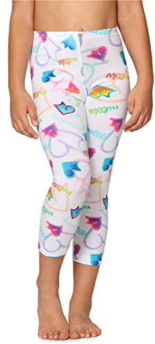Merry Style Mädchen 3/4 Leggings MS10-405(Weiß/Herzen/Meow,116)