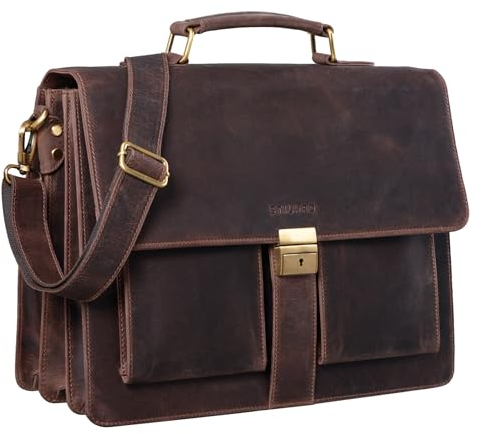 STILORD 'Eros' Ventiquattrore Grande Uomo Pelle Vintage Borsa Lavoro Porta Computer 15,6 Pollici Portadocumenti Insegnante Professore, Colore:granada - marrone