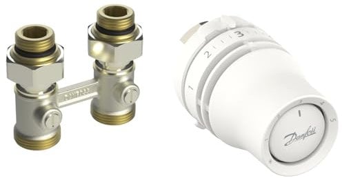 Danfoss Kombi-Set 015G5132 - Redia Heizkörperthermostat + Ventil in gerader Ausführung, für Heizkörper mit Bodenanschluss und Ventileinsatz M30