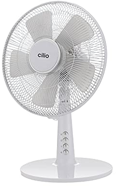 cilio VENTO35 Tischventilator, besonders leise, 90° Oszillationsfunktion, 40W, 3 Geschwindigkeitsstufen, Schwarz