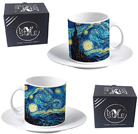 My Custom Style 2 tazzine Espresso con piattino#Arte-Notte Stellata Van Gogh#